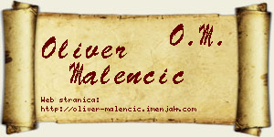 Oliver Malenčić vizit kartica